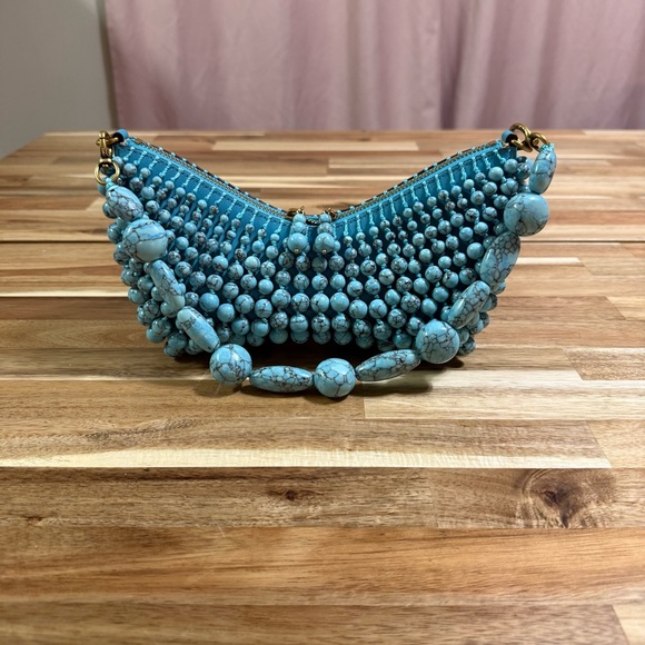 Cult Gaia Mercier Mini Shoulder Bag in Ibiza Turquoise Beaded $898 NEW In Box - Picture 9 of 9